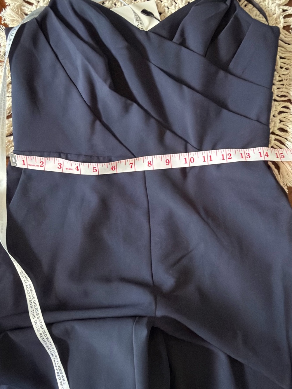 Club L London Dainty Navy Strapless Wide Leg Jumpsuit NWT Size 6 - Picture 6 of 12